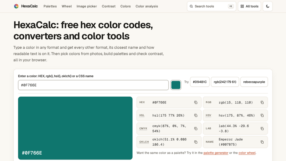 Screenshot of HexaCalc
