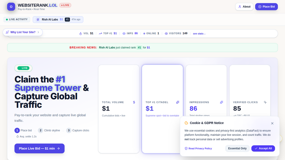 Screenshot of websiterank.lol