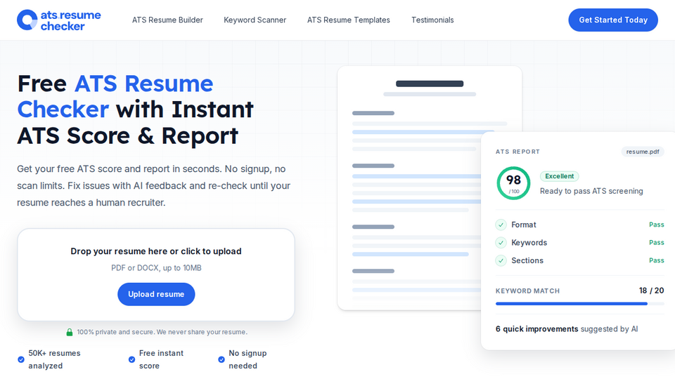 Screenshot of ATS Resume Checker