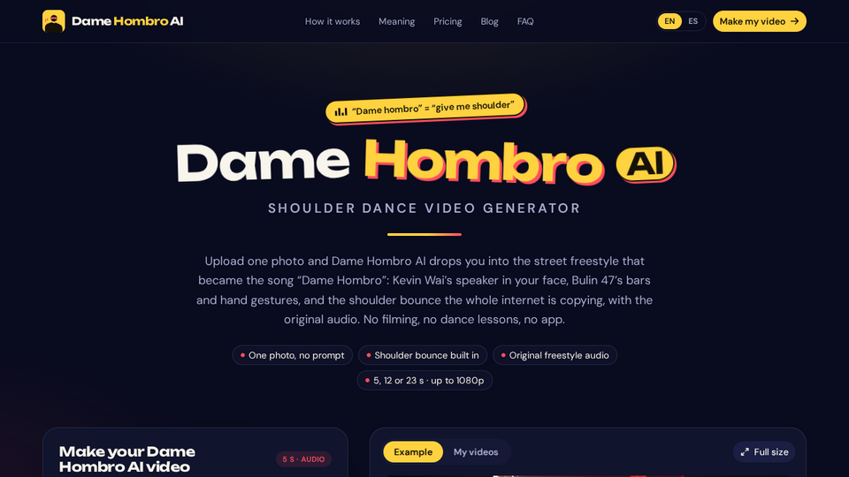 Screenshot of Dame Hombro AI
