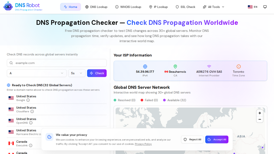 Screenshot of DNS Robot