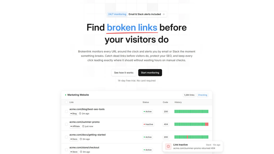 Screenshot of Brokenlink.io