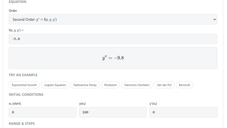 Screenshot of ODE Solver
