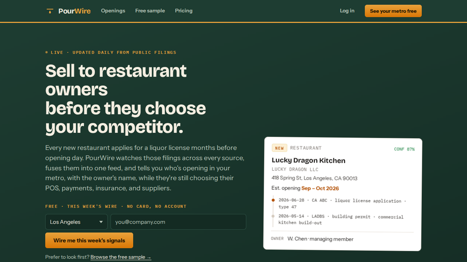 Screenshot of PourWire