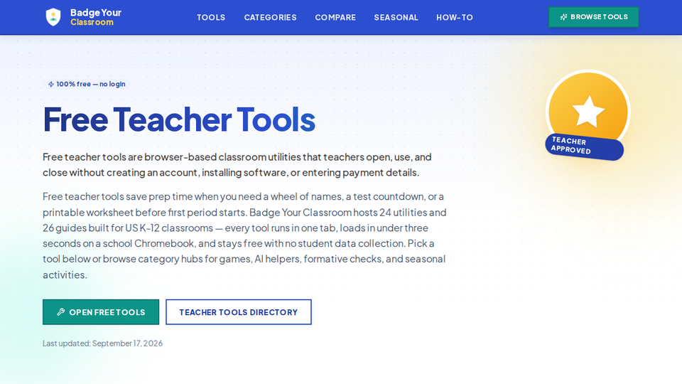 Screenshot of Badge Your Classroom