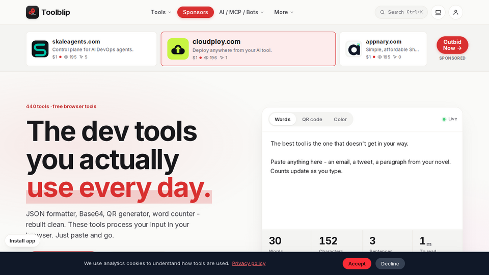 Screenshot of Toolblip
