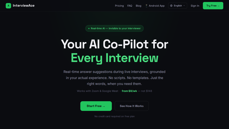 Screenshot of InterviewAce
