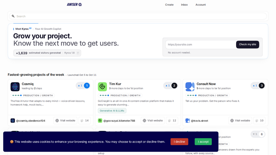Screenshot of Awiser