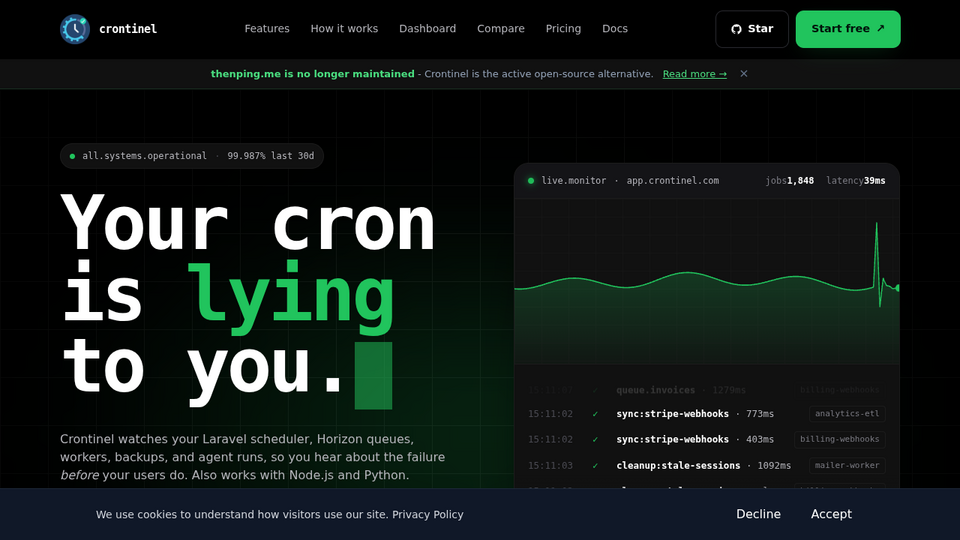 Screenshot of Crontinel
