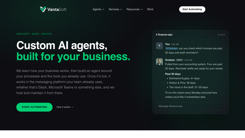 Screenshot of VantaSoft Agent Service