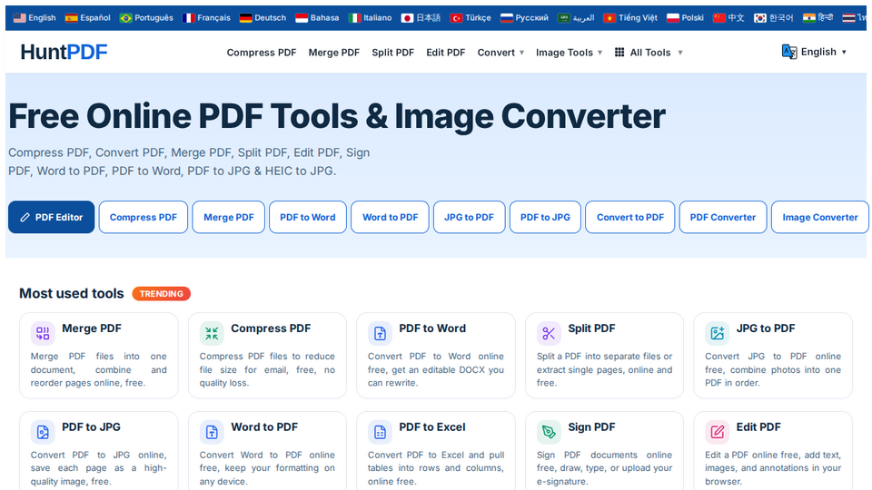Screenshot of HuntPDF