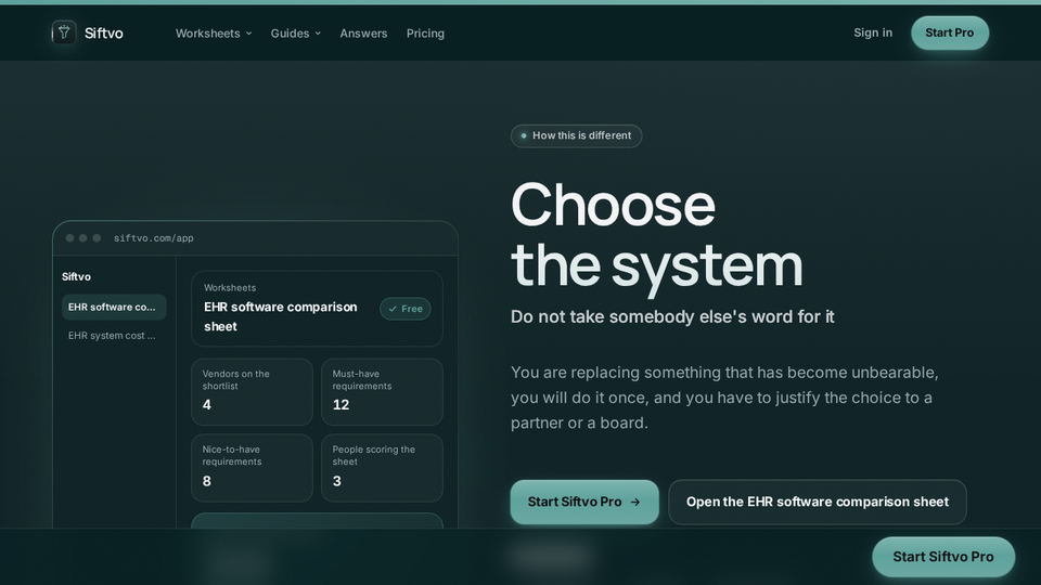 Screenshot of Siftvo
