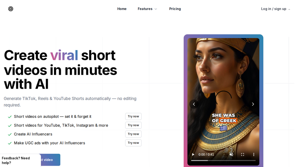 Screenshot of ShortsAI.com