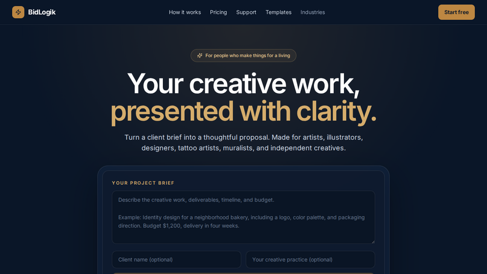 Screenshot of BidLogik