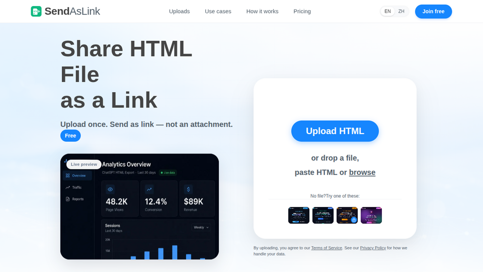 Screenshot of SendAsLink