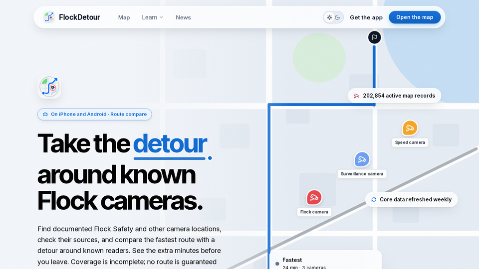 Screenshot of FlockDetour