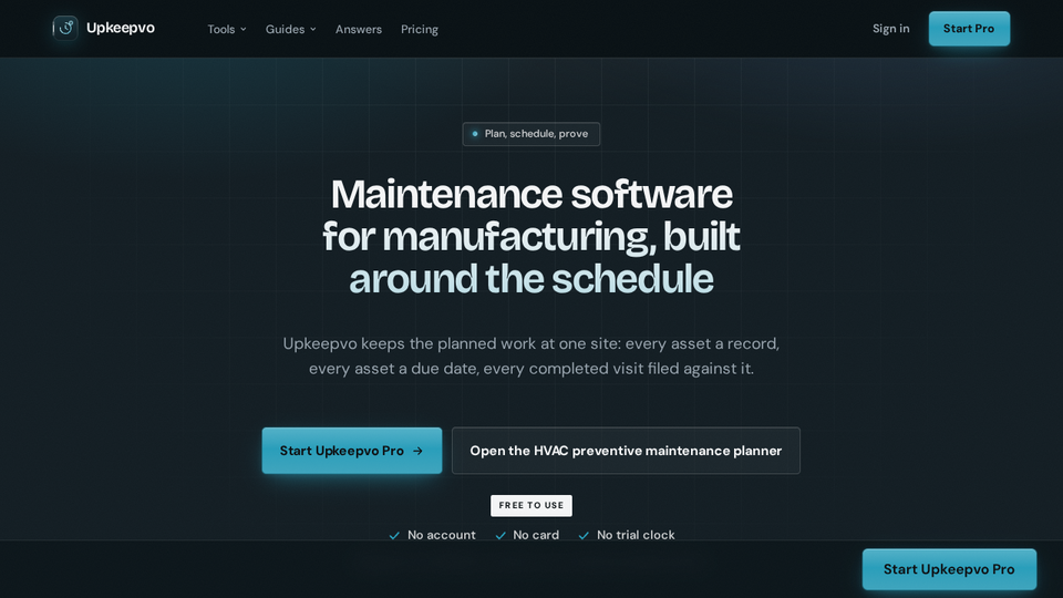Screenshot of Upkeepvo