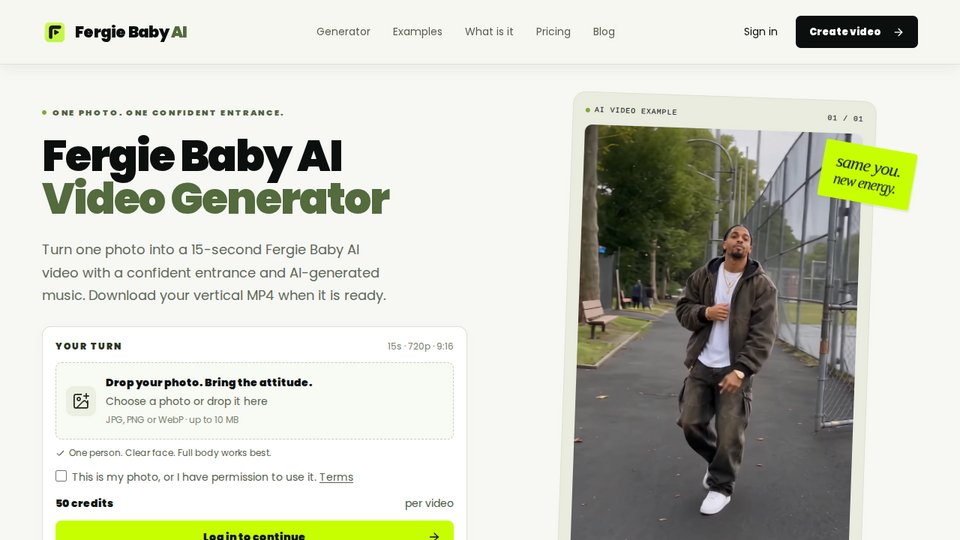 Screenshot of Fergie Baby AI