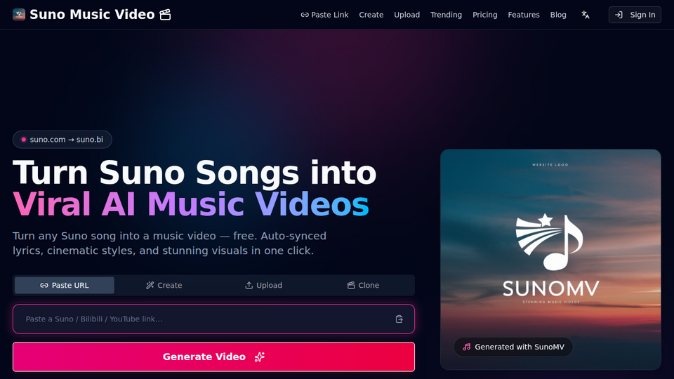 Screenshot of SunoMV