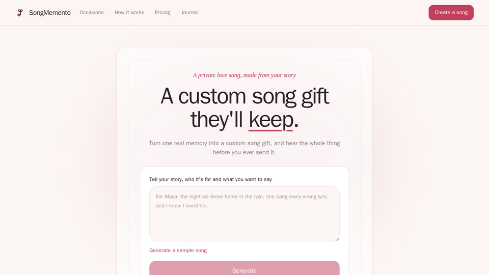 Screenshot of SongMemento