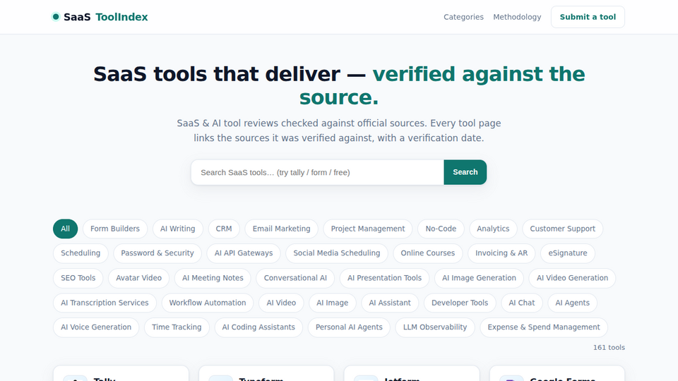 Screenshot of SaaSToolIndex