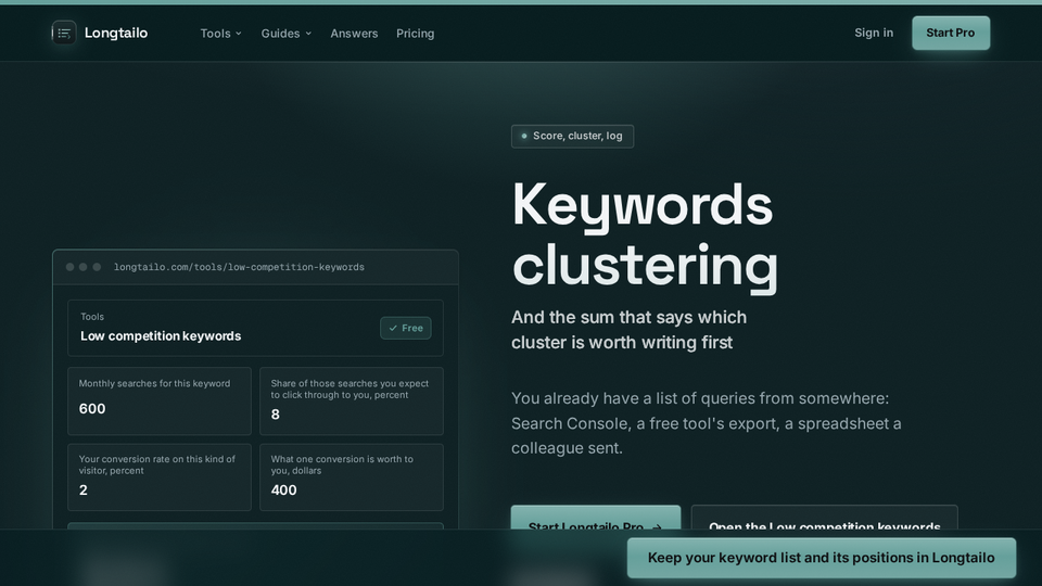 Screenshot of Longtailo