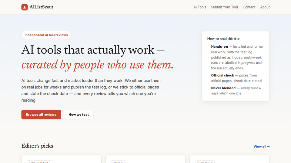 Screenshot of AIListScout