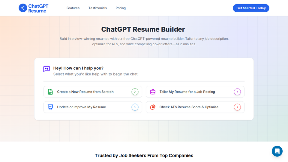 Screenshot of ChatGPT Resume