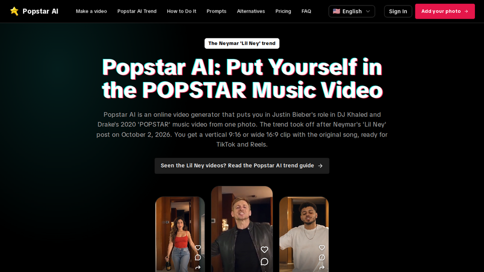 Screenshot of Popstar AI