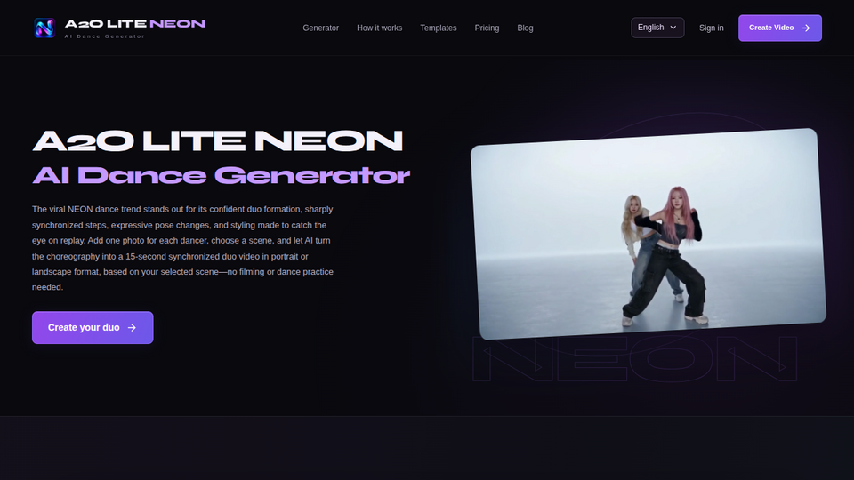 Screenshot of A2O LITE NEON AI Dance