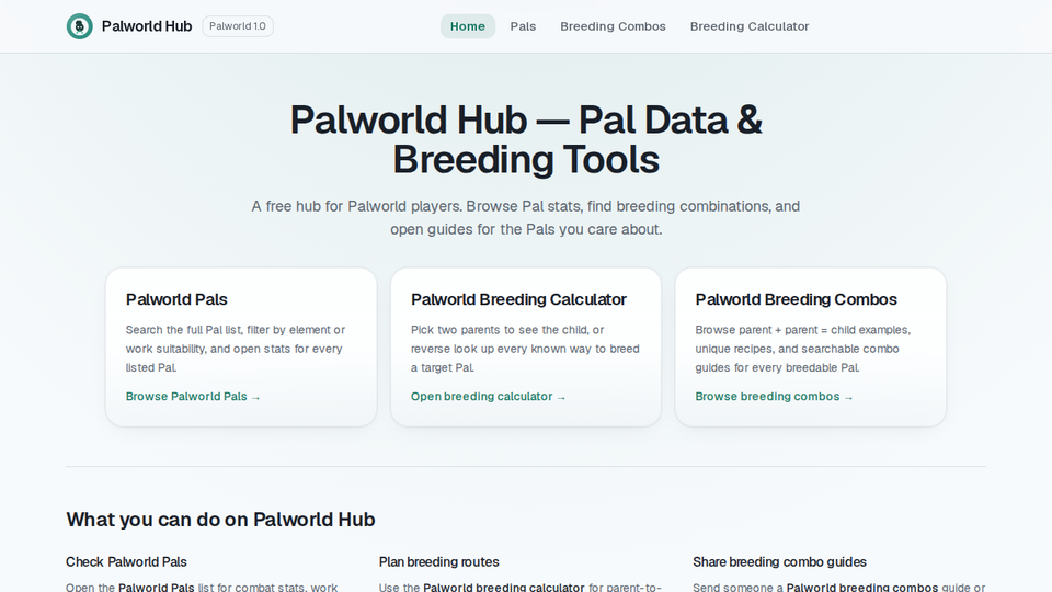 Screenshot of Palworld Hub