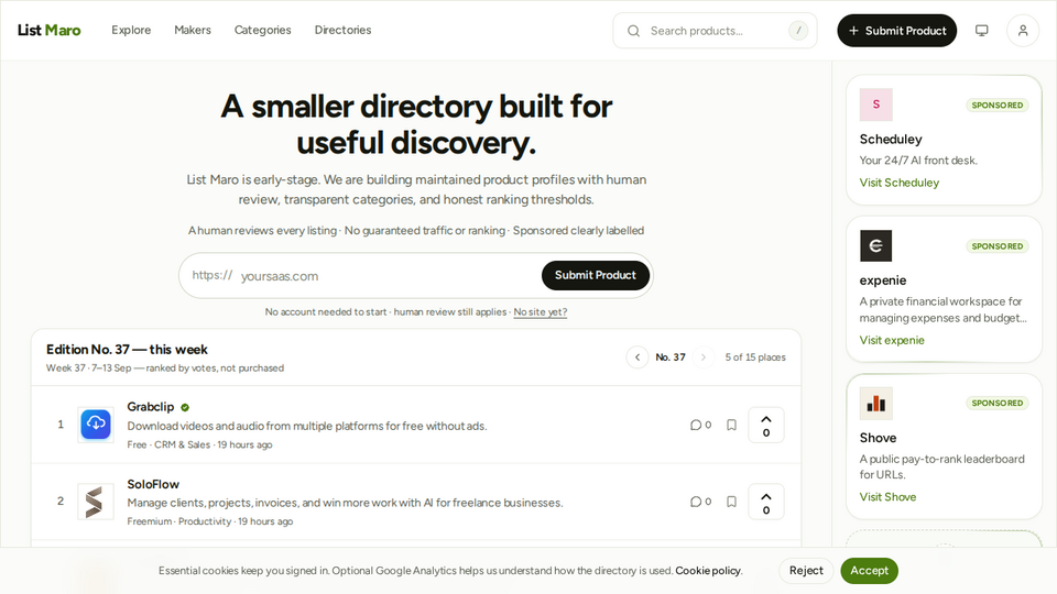 Screenshot of List Maro