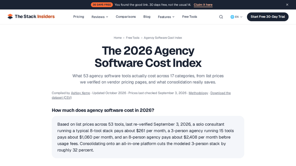 Screenshot of Agency Cost Checker