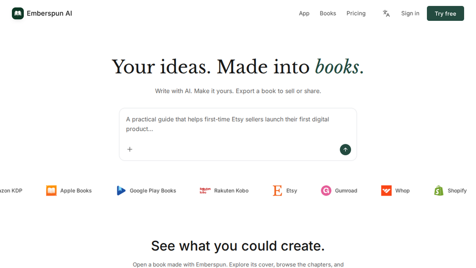 Screenshot of Emberspun AI Book Writer