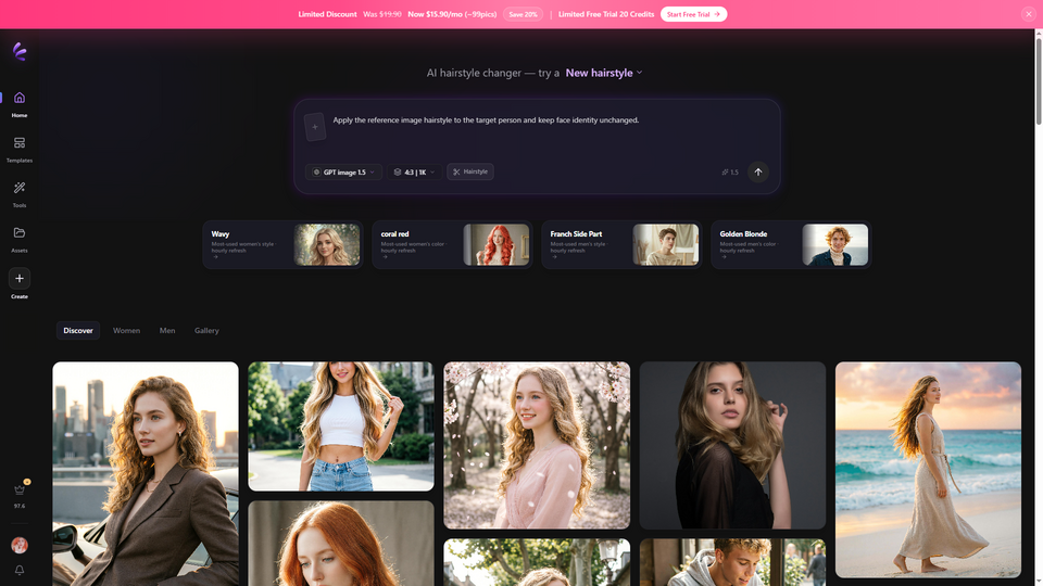 Screenshot of AI Hairstyle Changer | S