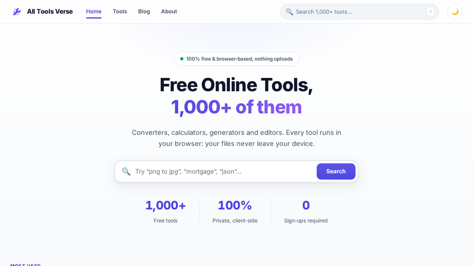Screenshot of All Tools Verse