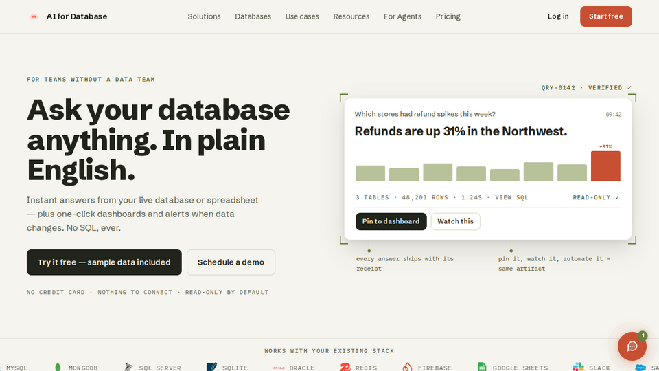 Screenshot of AI for Database
