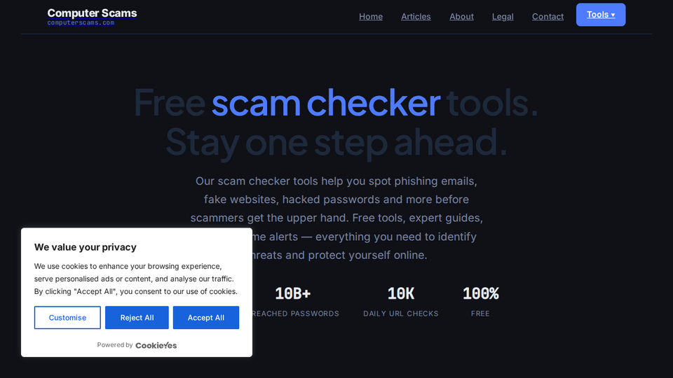 Screenshot of Computer Scams