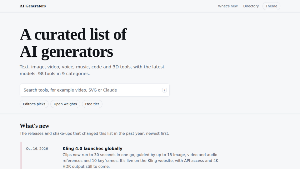 Screenshot of AI Generators