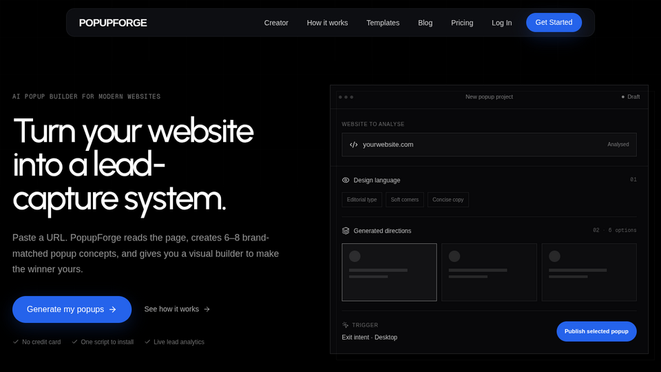 Screenshot of PopupForge
