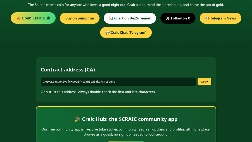 Screenshot of Craic Hub