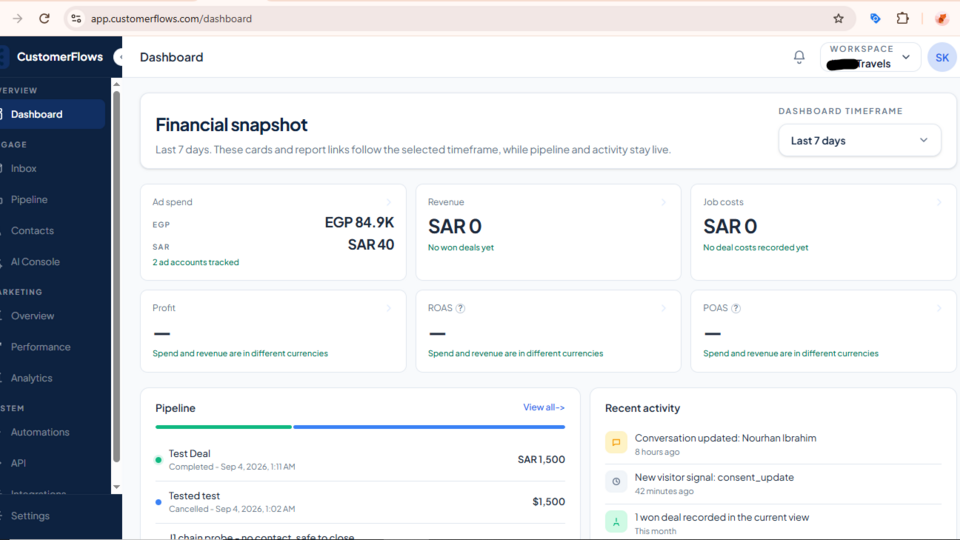 Screenshot of CustomerFlows