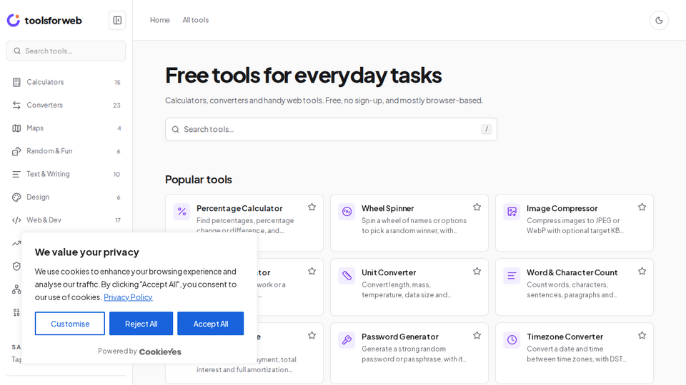 Screenshot of ToolsForWeb