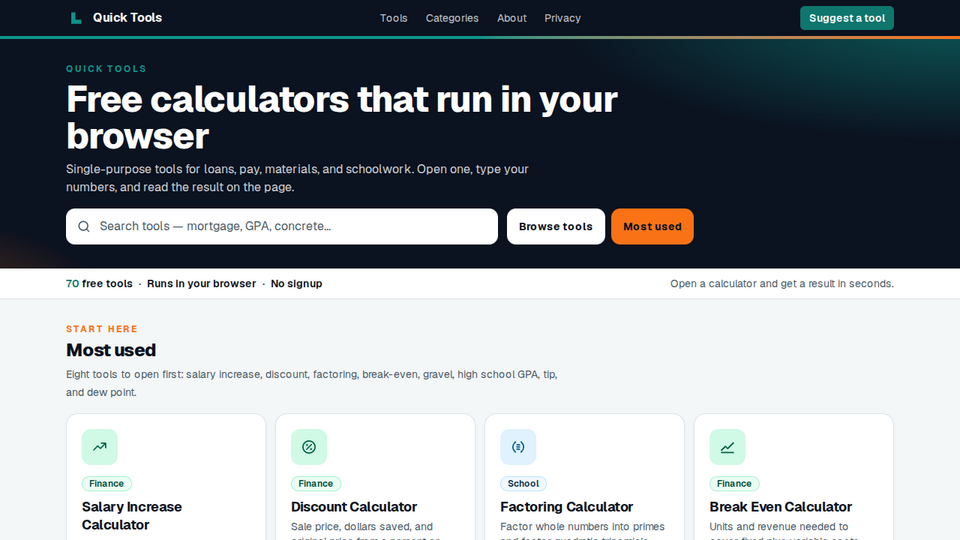 Screenshot of Quick Tools