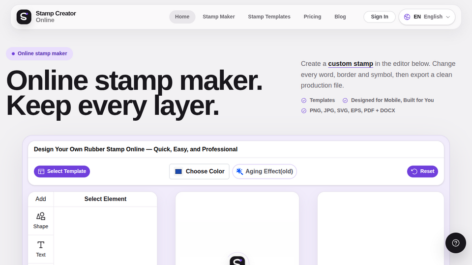 Screenshot of Stamp Creator Online