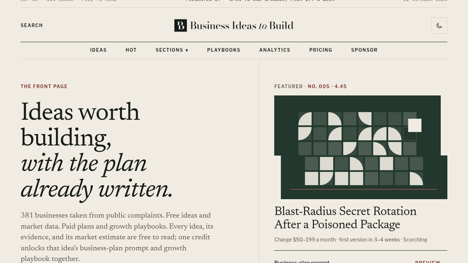Screenshot of Business Ideas to Build