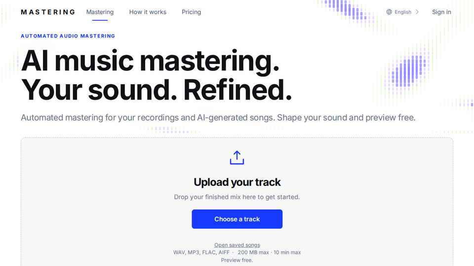 Screenshot of AI Music Mastering