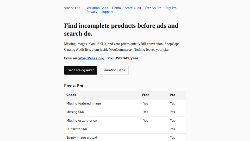 Screenshot of ShopGaps