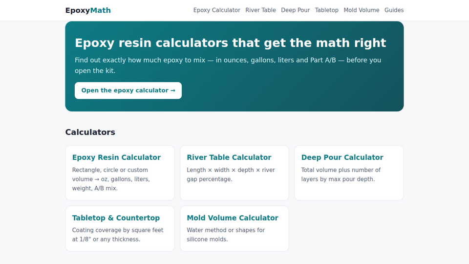 Screenshot of EpoxyMath