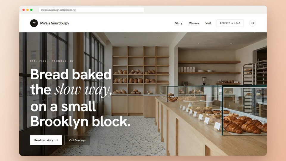 Screenshot of Ember Websites
